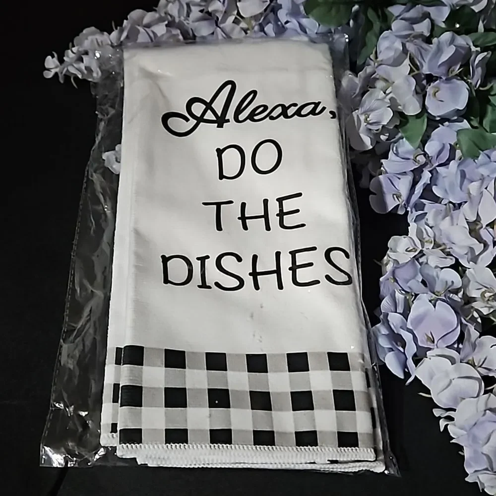 Set  of 2 Black & White Kitchen Towels 